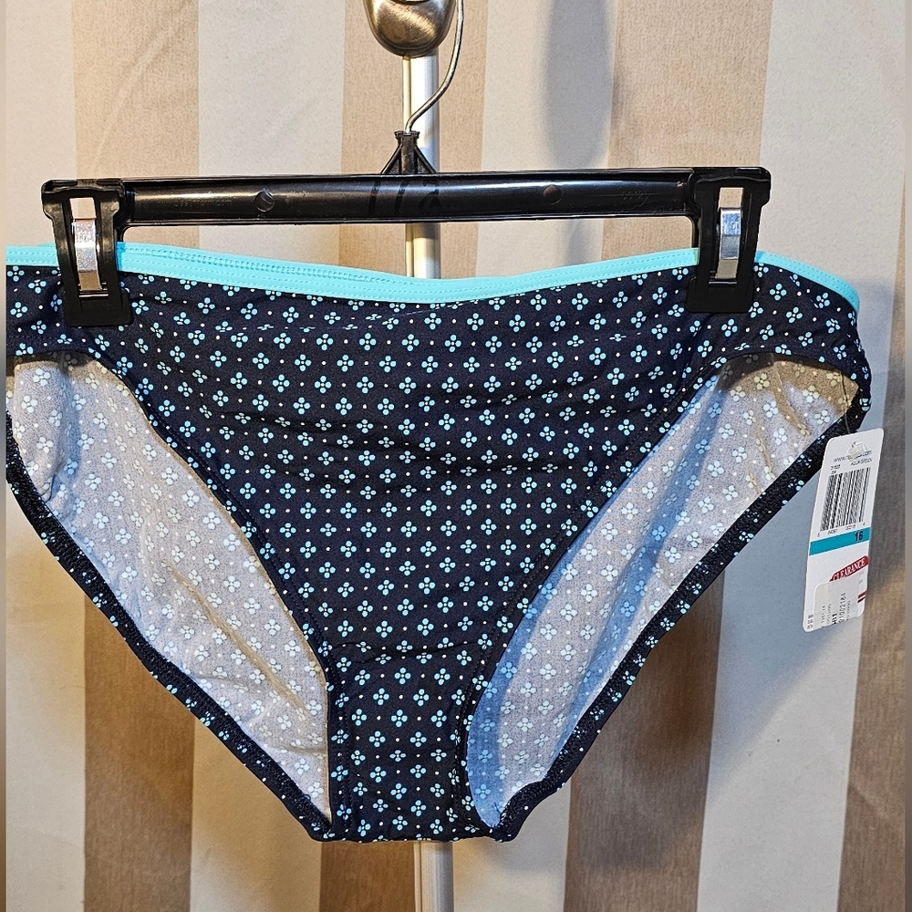 Nautica Bikini Swim Bottom Navy Teal Floral NWT Size 16